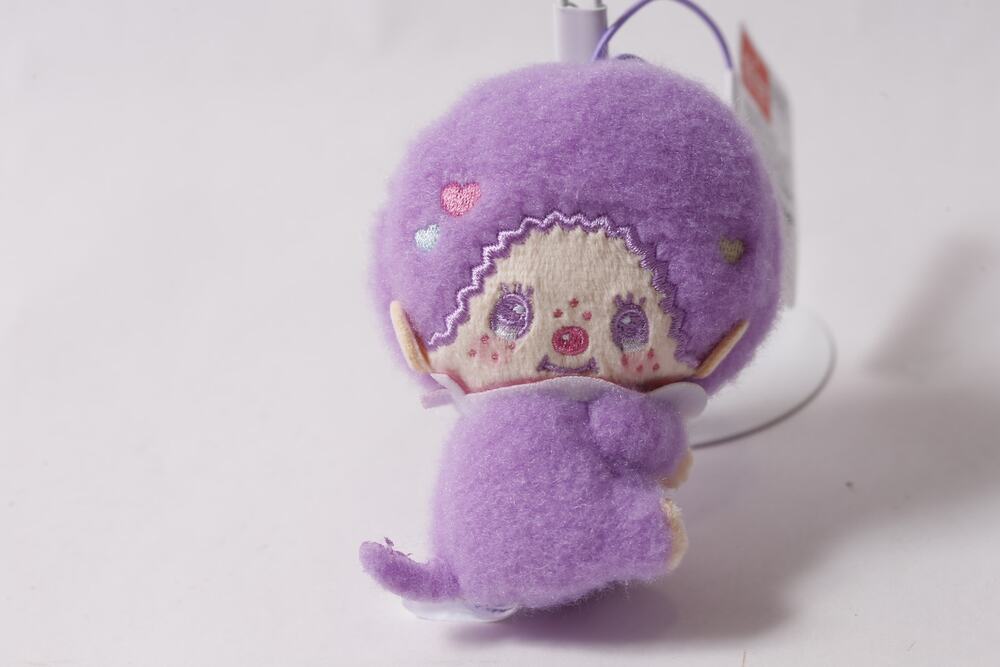 Sekiguchi Monchhichi Purple Plush Keychain Grabber Japan ~ 260710-WH 1397